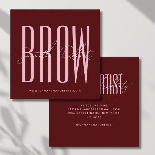 Wenkbrauw artiest modern typografie script rood  vierkante visitekaartje