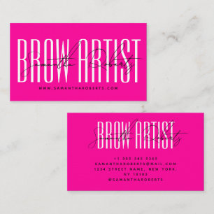 Wenkbrauw artiest moderne typografie script neon r visitekaartje