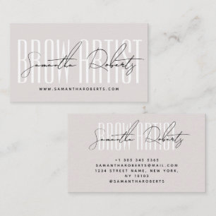 Wenkbrauw artiest moderne typografie script roze p visitekaartje