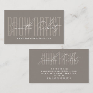 Wenkbrauw artiest moderne typografie script taupe visitekaartje