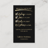 Wenkbrauw Goud Zwarte Schoonheid Checklist Zakelij Afsprakenkaartje (Voorkant)