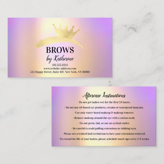 Wenkbrauw Micorblade Logo Nazorg Logo Crown Gold Visitekaartje (Voorkant / Achterkant)