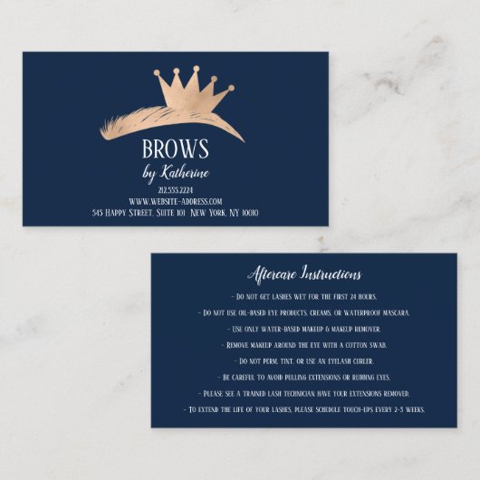 Wenkbrauw Micorblading Aftercare Navy Roos Visitekaartje (Voorkant / Achterkant)