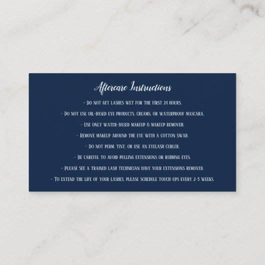 Wenkbrauw Micorblading Aftercare Navy Roos Visitekaartje (Achterkant)