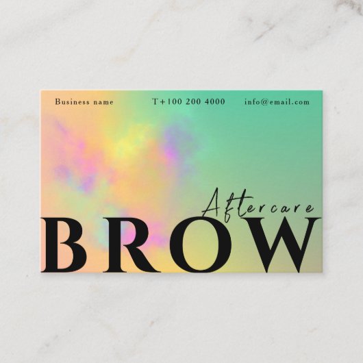 Wenkbrauw na zorginstructies Abstracte Waterverf Visitekaartje (Voorkant)