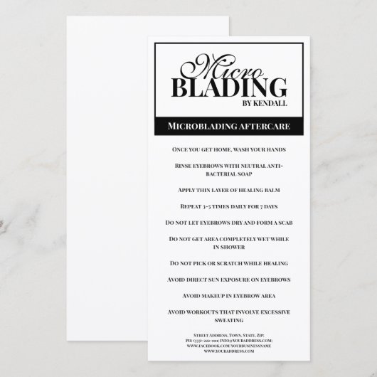 Wenkbrauw nazorg eenvoudige zwart wit instructie bedankkaart (Voorkant / Achterkant)