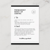 Wenkbrauw permanente make-up nazorg instructies visitekaartje (Achterkant)