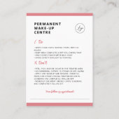 Wenkbrauw permanente make-up nazorg instructies visitekaartje (Achterkant)