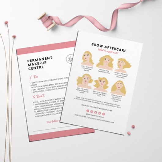 Wenkbrauw permanente make-up nazorg instructies visitekaartje