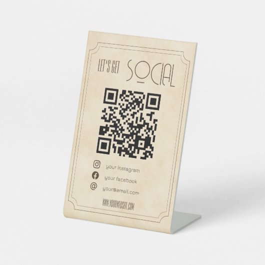 wenkbrauw QR code business scan me social media Reclamebord Met Voetstuk (Voorkant)