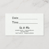 Wenkbrauw Wimper Beauty Technician Waxsalon Visitekaartje (Achterkant)