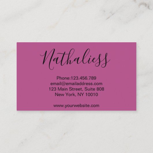 Wenkbrauw Wimper Ontwerp Paarse Elegantie Visitekaartje (Achterkant)