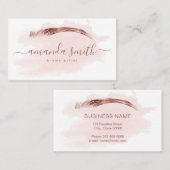 Wenkbrauwen artiest in roos gouden kleur visitekaartje (Voorkant / Achterkant)