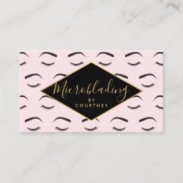 Wenkbrauwen en wimpers Microblading Roze/Zwart/Gou Visitekaartje
