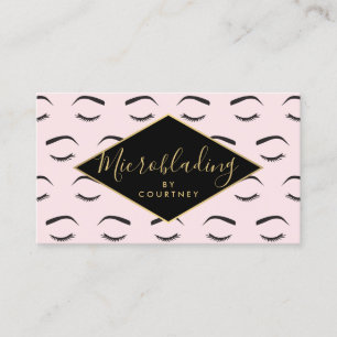 Wenkbrauwen en wimpers Microblading Roze/Zwart/Gou Visitekaartje