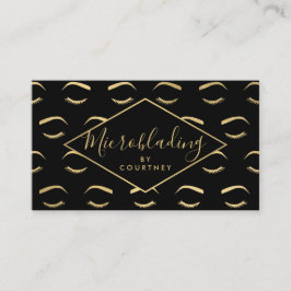 Wenkbrauwen en wimpers Microblading Zwart/Goud Visitekaartje