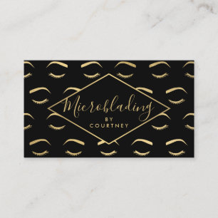 Wenkbrauwen en wimpers Microblading Zwart/Goud Visitekaartje