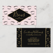 Wenkbrauwen en wimpers patroon roze / zwart / goud visitekaartje (Voorkant / Achterkant)