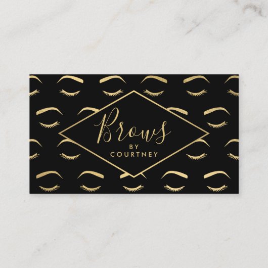 Wenkbrauwen en wimpers Patroon Zwart/Goud Visitekaartje (Voorkant)