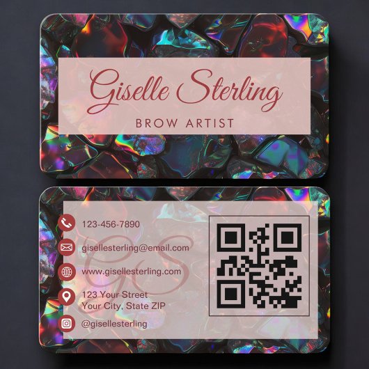 Wenkbrauwkunstenaar Opal Black QR-code Visitekaartje