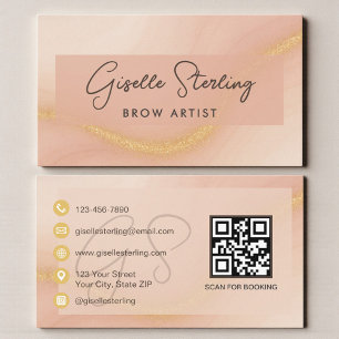 Wenkbrauwkunstenaar Watercolor QR-code Visitekaartje