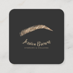 Wenkbrauwwimpers luxe chique gouden glitter elegan vierkante visitekaartje