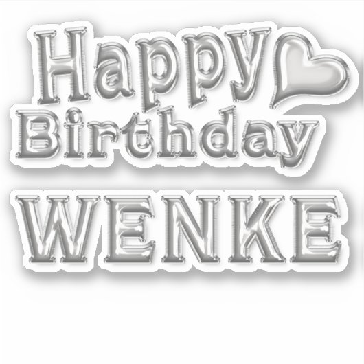 Wenke Happy Birthday silver Aufkleber Sticker (Voorkant)