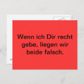 Wenn ich Dir recht gebe, liegen wir affalsch. Briefkaart (Voorkant / Achterkant)