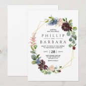 Wens Bordo Blauwe Aquarel Bloemen Kaart (Voorkant / Achterkant)