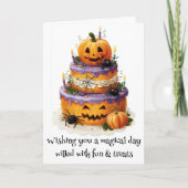 Wens een magische dag verjaardagstaart Halloween Kaart (Voorkant)