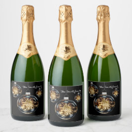 Wens iemand een gelukkig en succesvol nieuw jaar m sparkling wijnetiket