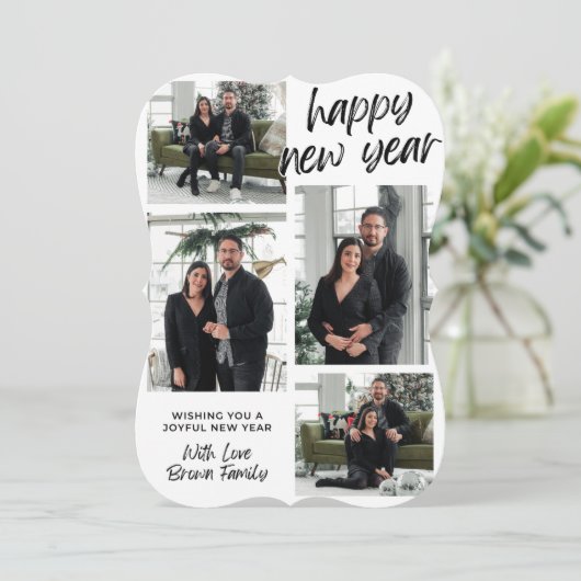 Wens ik je een vrolijk nieuwjaar met een liefdevol feestdagenkaart (Staand voorkant)