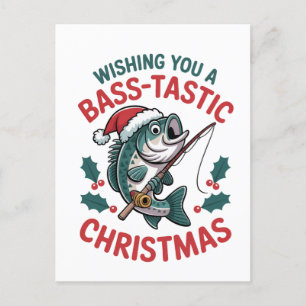 Wens je een bas-tastisch kerst vissen visser uitnodiging briefkaart