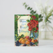 "Wens je een fijne Thanksgiving" Vintage Feestdagenkaart (Staand voorkant)