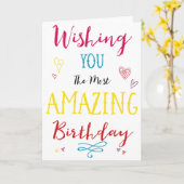 Wens je een fijne verjaardag kleurrijke Kaart (Gele Bloem)