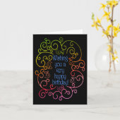 Wens je een fijne verjaardag - Swirls on Black Kaart (Gele Bloem)