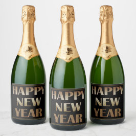 Wens je een gelukkig en succesvol nieuwjaar wijnla sparkling wijnetiket