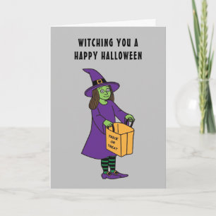 Wens je een gelukkig Halloween Heks Puns zeggen Kaart