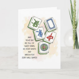 Wens je een Gelukkig Jaar Mahjong Verjaardag Kaart