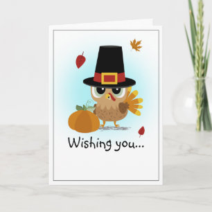 Wens je een gelukkig Thanksgiving-kalkoenkaart Kaart