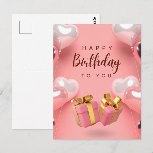 Wens je een gelukkige verjaardag toe briefkaart (Voorkant / Achterkant)