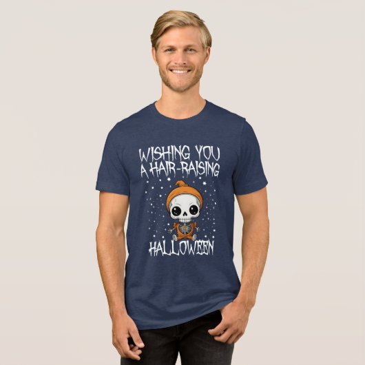 Wens je een haarverhogende Halloween Tri-Blend Shirt (Voorkant volledig)