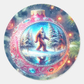 Wens je een legendarische kerst Bigfoot Ronde Sticker (Voorkant)