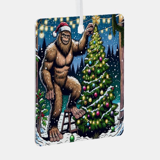 Wens je een Legendary Christmas Funny Bigfoot Metalen Ornament (Voorkant Rechts)