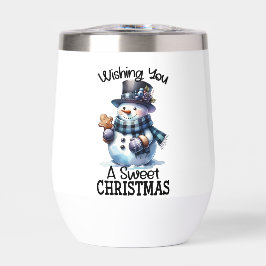 Wens je een lieve kerst schattige sneeuwman