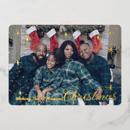 Wens je een magische kerstster Sparkle foto Folie Feestdagenkaart