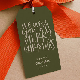 "Wens je een prettige kerst" Evergreen Gift-Labels Cadeaulabel