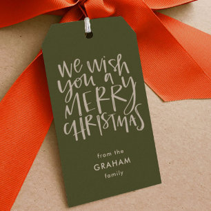 "Wens je een prettige kerst" Evergreen Gift-Labels Cadeaulabel