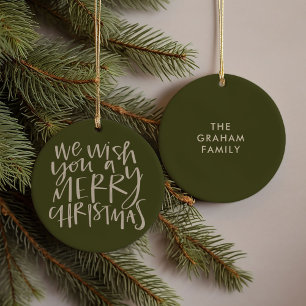 "Wens je een prettige kerst" Evergreen Keramisch Ornament
