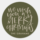 "Wens je een prettige kerst" Evergreen Ronde Sticker (Voorkant)